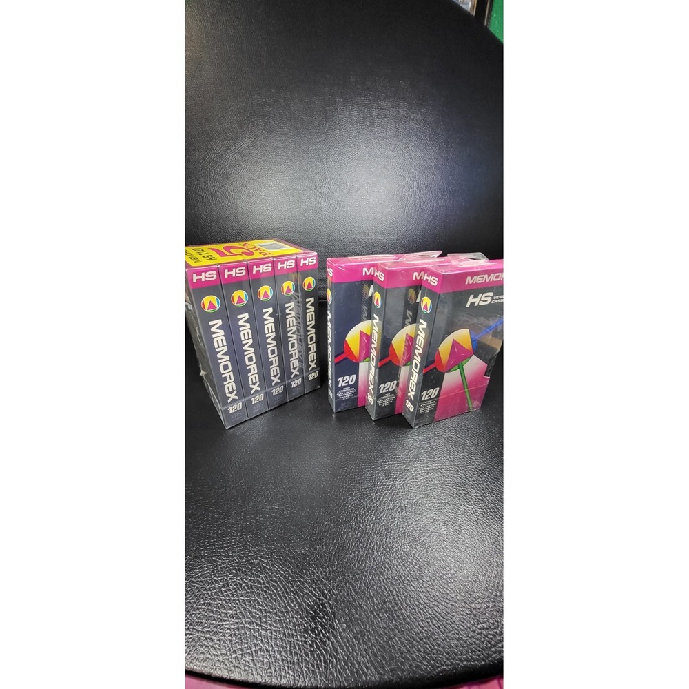 Memorex T-120 VHS Video Blank Tapes, 8-Pack  120 Minute Factory Sealed